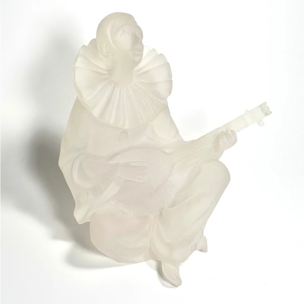 Pierrot Frosted Lucite Sculpture, Vintage 90s, Crystallus, Clown